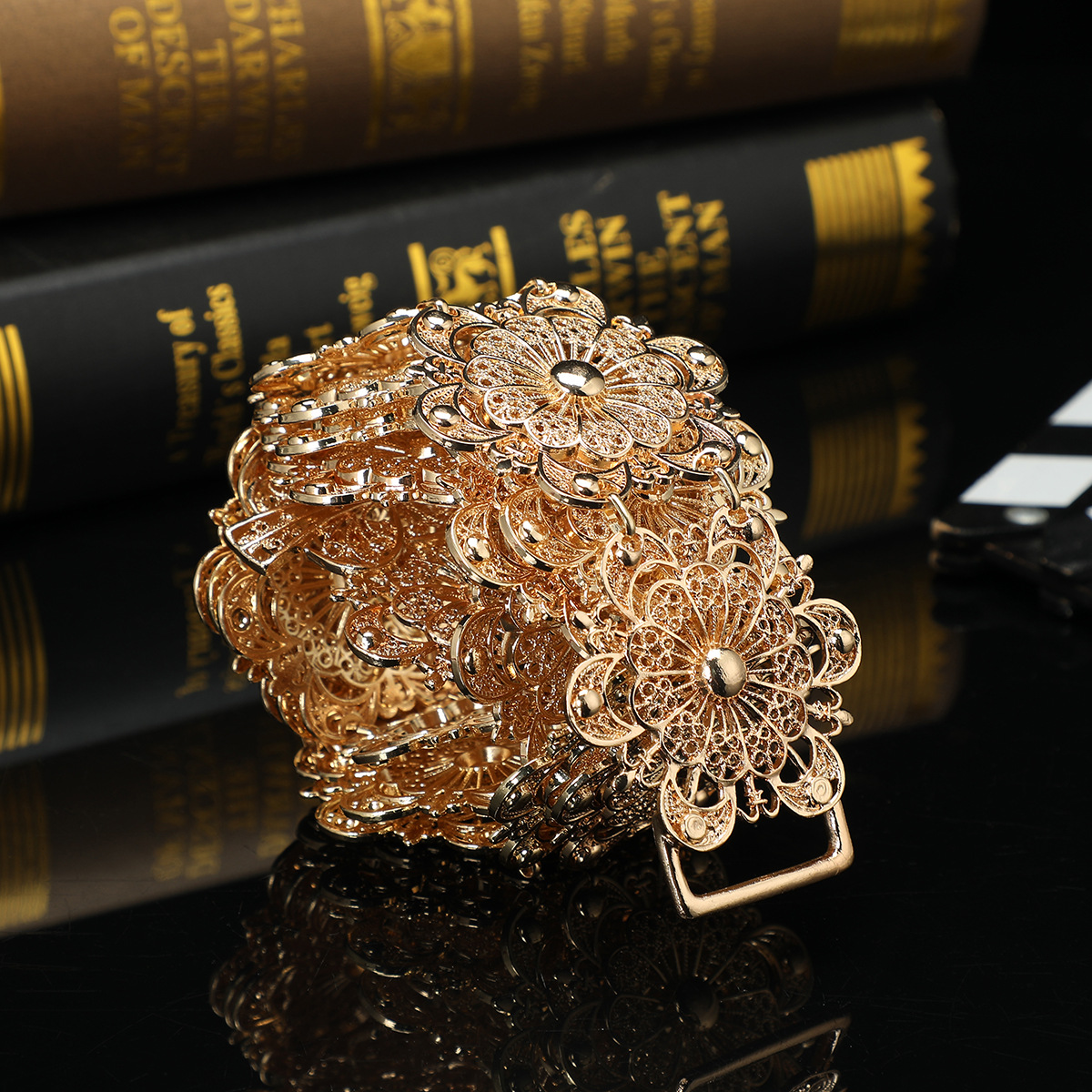 阿拉伯复古风格空心花设计黄金女士腰带婚礼派对首饰珠宝